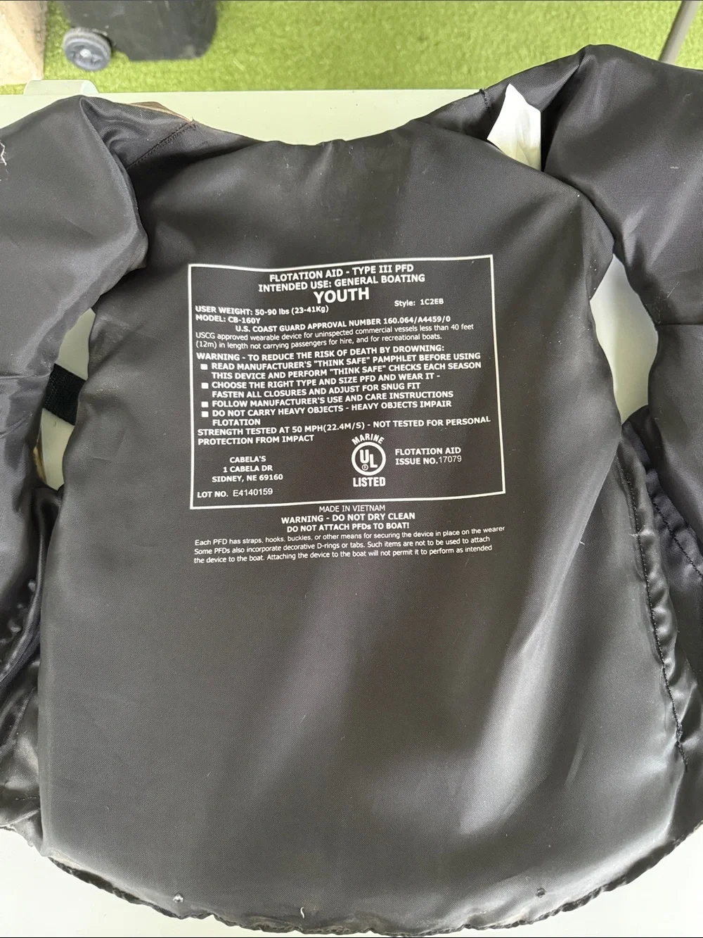 Cabela's Brown Camo Kids Life Jacket with Black Straps